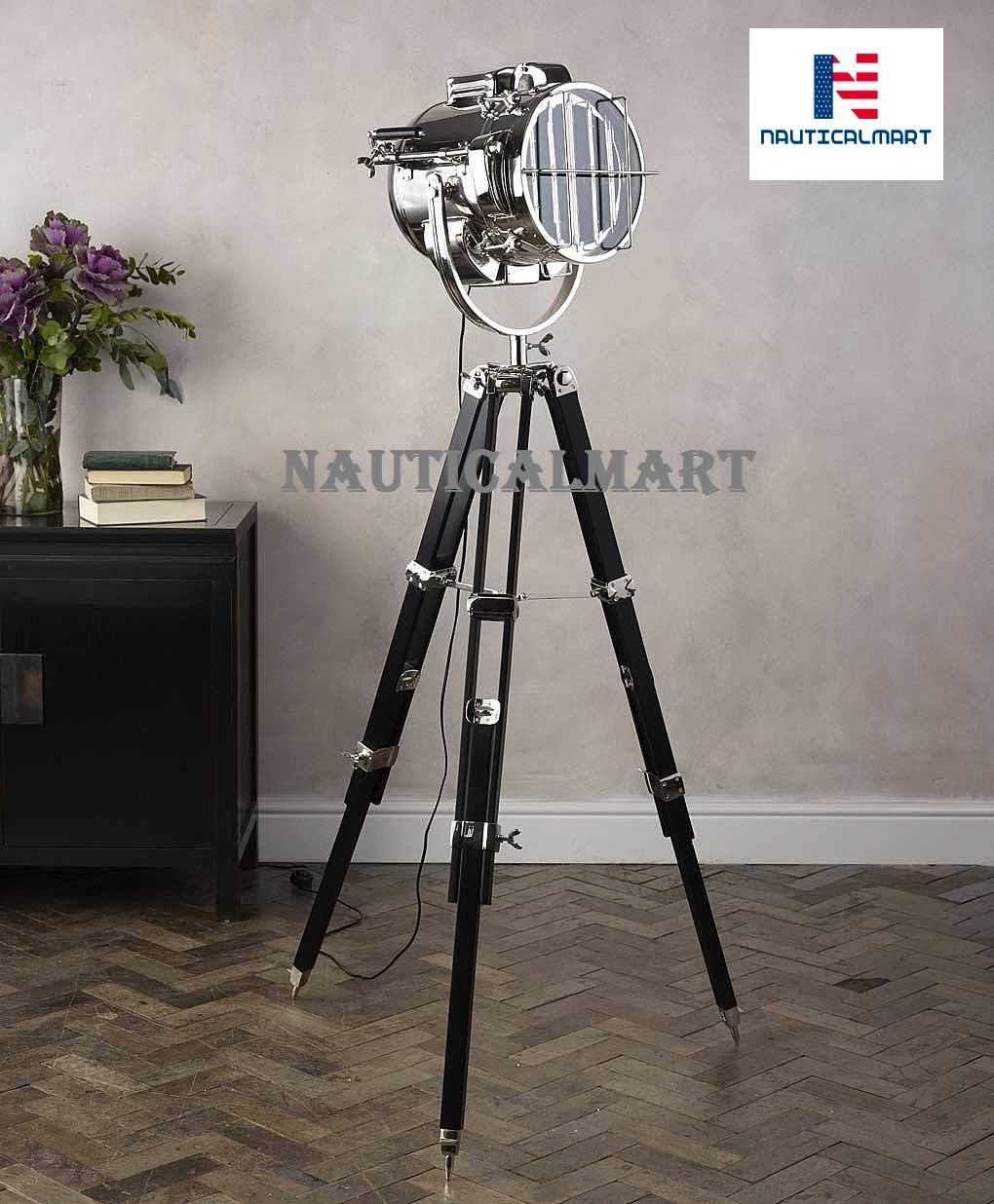NauticalMart Designer Searchlight Royal Modern Tripod Floor Lamp for Living Room