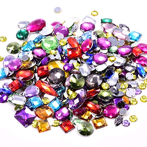 sew rhinestones assorted - BLINGINBOX 300pcs/pack Mixed Shapes Crystal Acrylic Sew On Rhinestones Multi-Colors Mixed Sizes Sewing Rhinestones Acrylic Stass