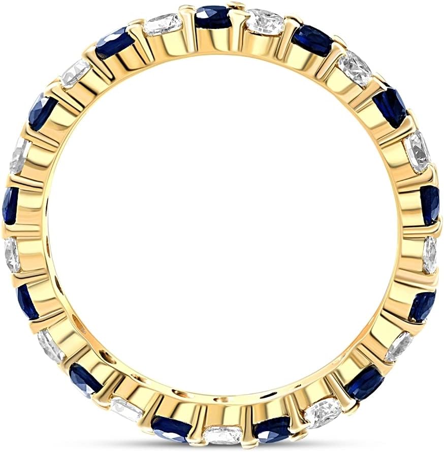 P3 POMPEII3 Pompeii 1 cttw Blue Sapphire Diamond Wedding Eternity Ring 10k Yellow Gold - Image 3