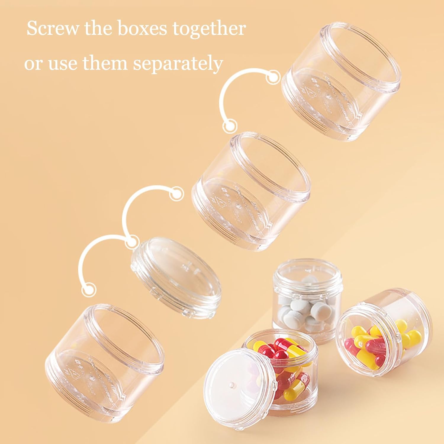 Stackable Pill Organizer, 7-Days Travel Pill Case, Pill Box for Pocket, Portable Medicine Vitamin Container Holder Large Rainbow