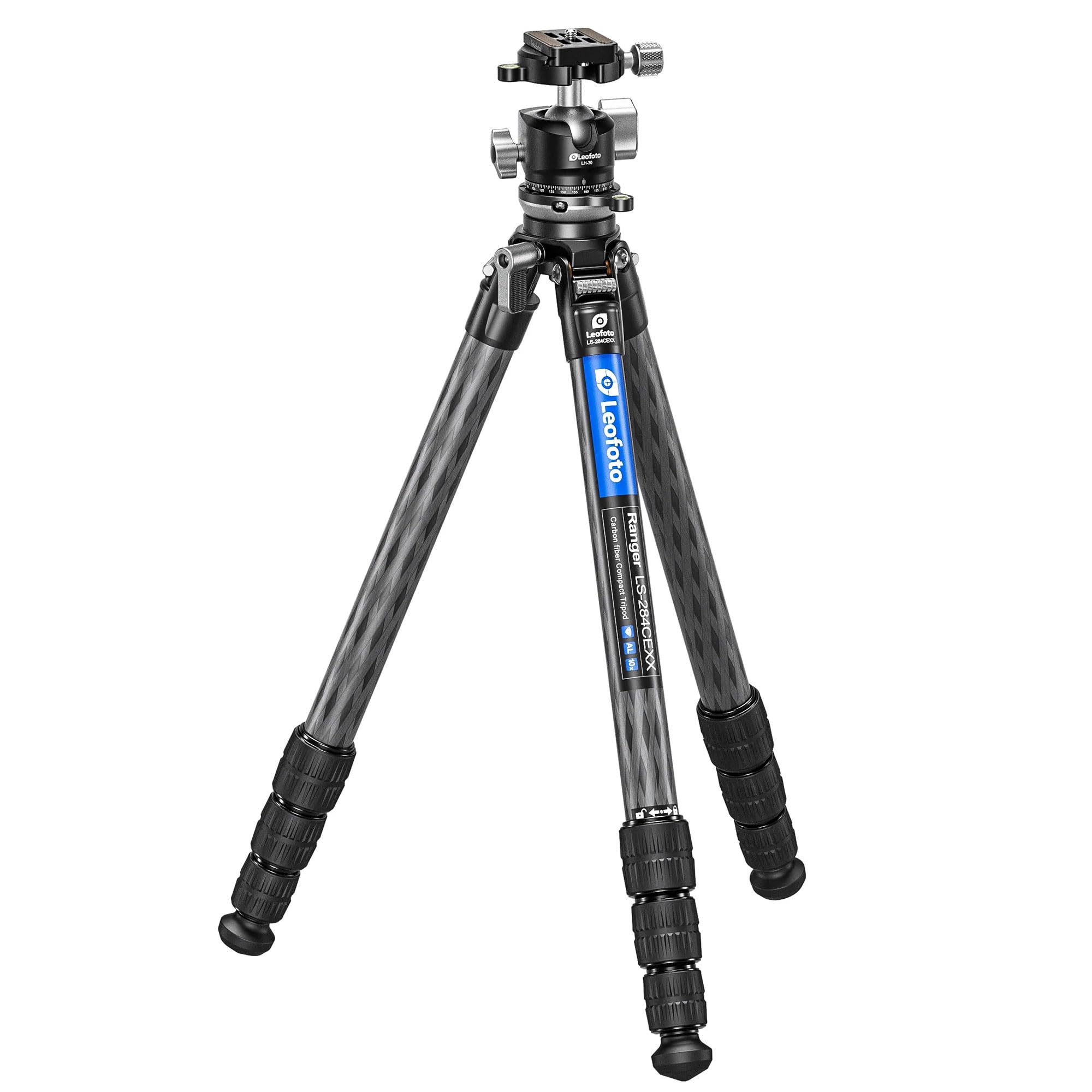 Leofoto 60.47" Camera Tripod with Ballhead Set, Professional Shooting Tripod with Screw-knob Clamp and Leveling Base for Camcorder/DSLR/Phone Holder, Max Load 10kg/22lb with Bag (LS-284CEXX+LH-30)