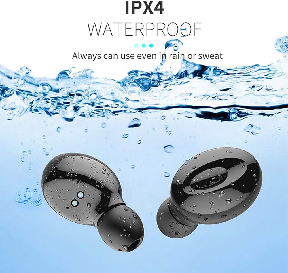 Fesjoy XG13 earbuds partially submerged in water, illustrating their IPX4 waterproof rating.