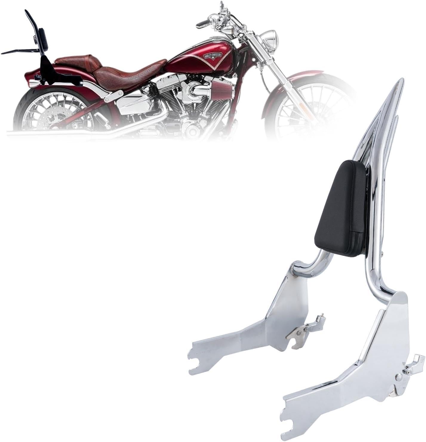 Kinglemc Adjustable One-Piece Holdfast Sissy Bar Luggage Rack Passenger Backrest with Lock for Harley Davidson Breakout Fat Boy 114 FLFB FLFBS FXBR FXBRS Models 18-25