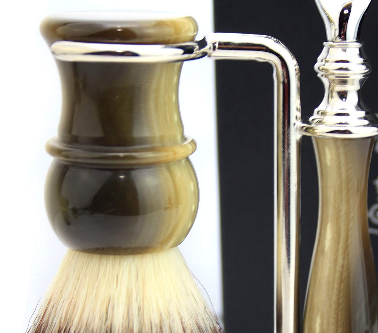 Zestaw do golenia w stylu vintage dla mężczyzn syntetyczna szczotka do golenia włosów borsuka, 3-krawędziowy wkład golarki i uchwyt ze stali nierdzewnej