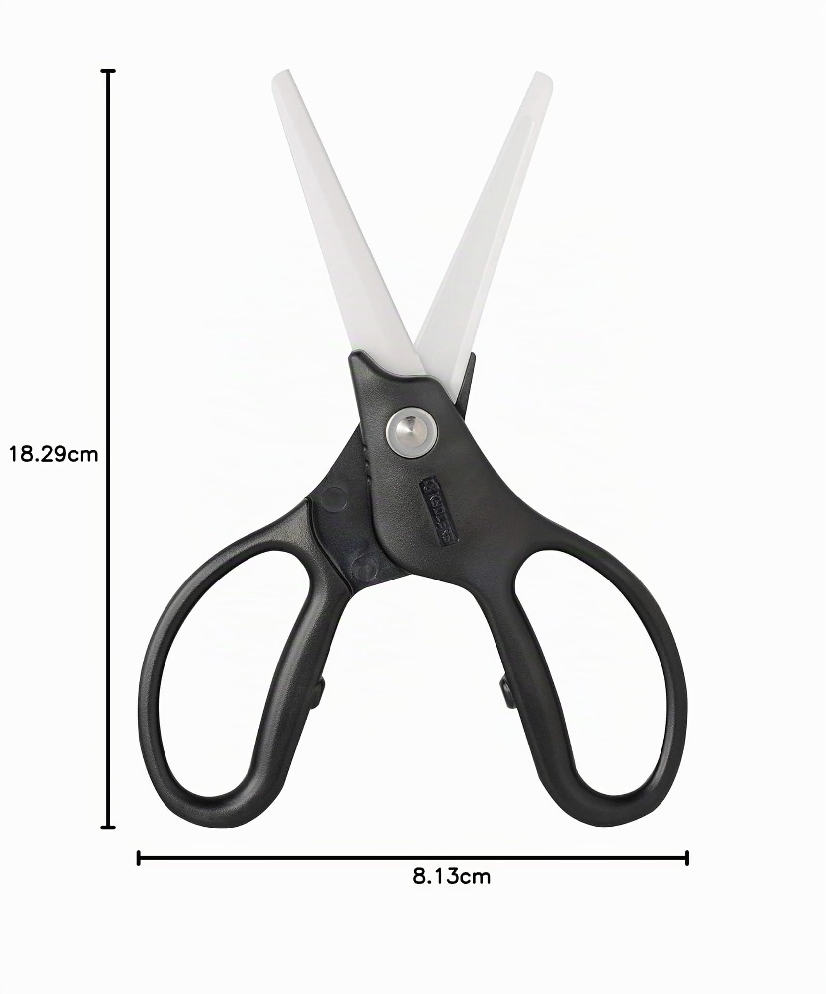 Kyocera CSL-07-WH-BK, herbes et ciseaux de cuisine, lames en céramique aiguisées, non corrosives, stériles, sans transfert de goût, facile à nettoyer, lames de 7 cm