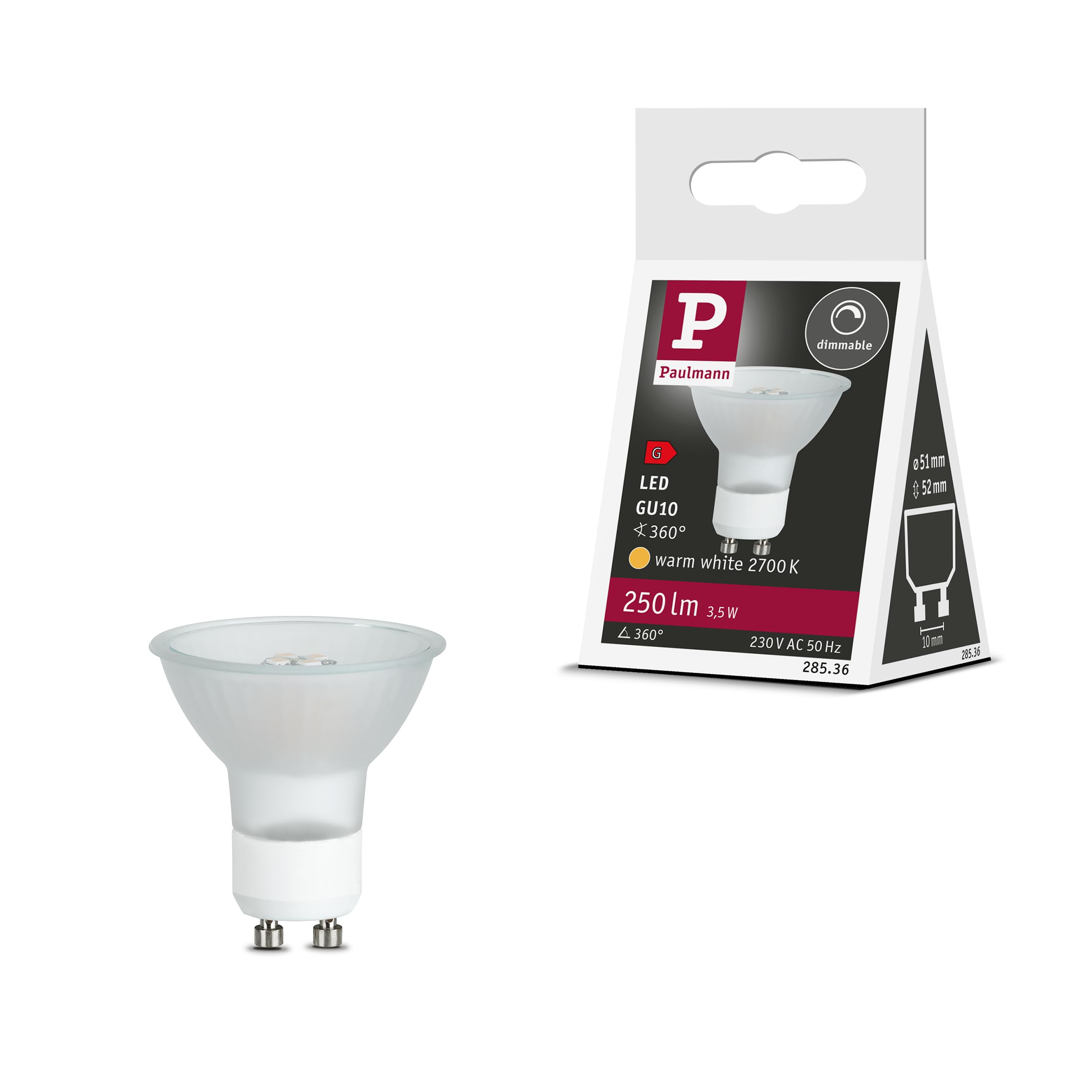 Paulmann LED 3.5W GU10 51x52mm Warm White Maxiflood Reflector Lamp
