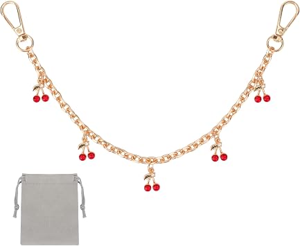 Cherry Bag Single Chain 14K Gold-Plated Purse Charms with Cherry Keychain Chains for Birthday Gifts