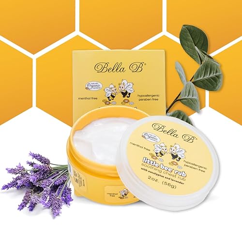 Bella B Little Bee - Frotación calmante para el pecho del bebé, 2 onzas, lavado de vapor para bebés, exfoliante de eucalipto para el pecho, masaje