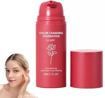 Color Changing Foundation Korean, Self Adjusting Natural Finish, Blurs Imperfe, Colour Changing Foundation, Colour Changing Foundation for Mature Skin - All Skin Tones 1Pc