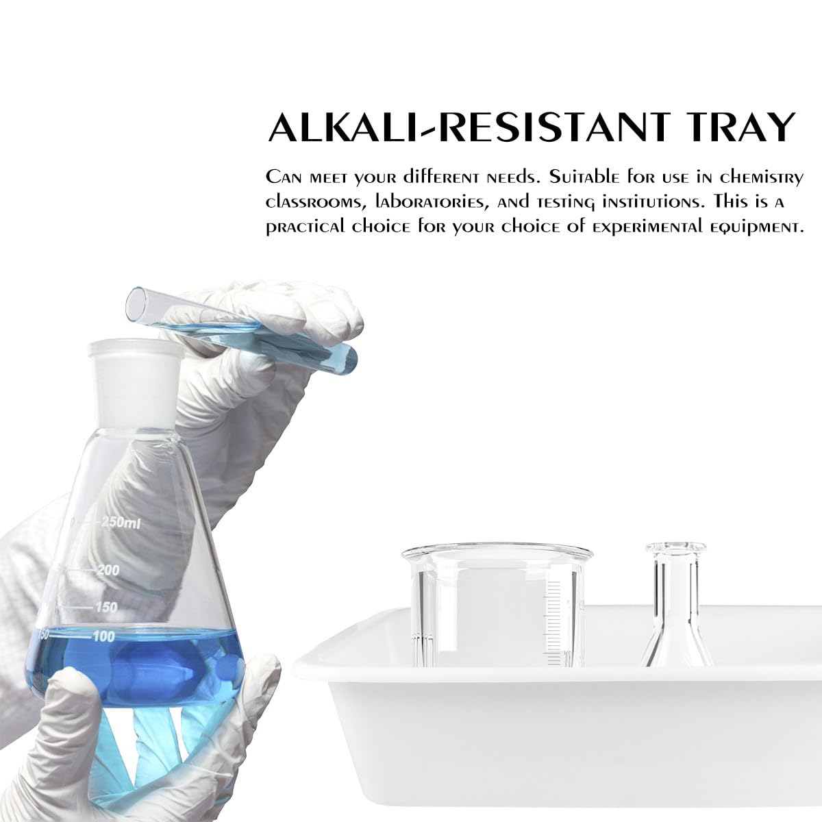 Alipis Set da 3 Vassoi da Laboratorio per Reagenti Chimici, Resistenti ad Acidi e Alcali, in Plastica Leggera Dimensioni Grande, Media e Piccola, Accessori per Attrezzature Sperimentali