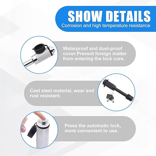 Miniatura 6 de ZBGUN 1 cerradura de enganche para automóvil con llaves de bloqueo, 6.7 pulgadas, impermeable, duradero, receptor de remolque de vehículo, pasador