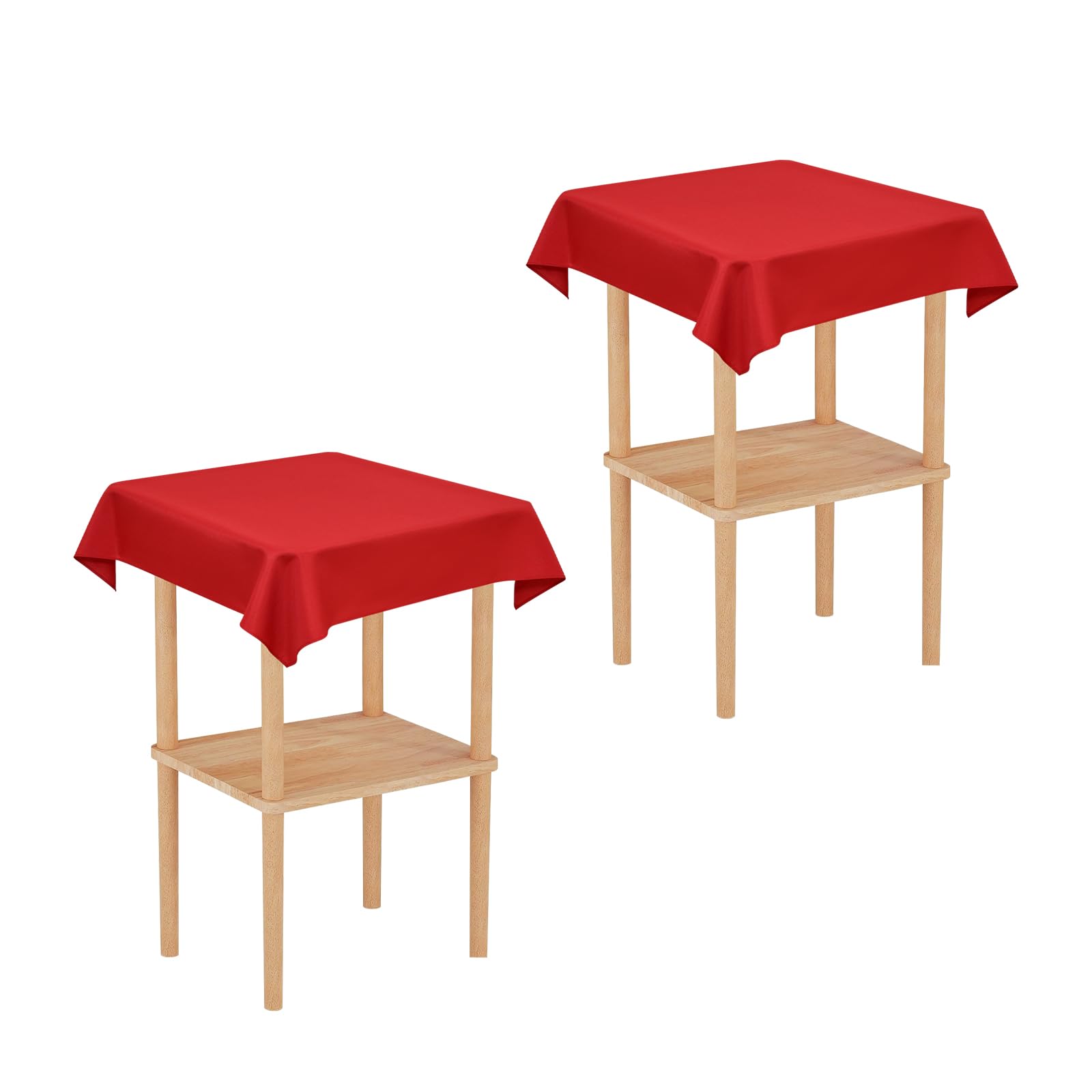 Photo 1 of Wolkemer 2 Pack 24x24 Inch Small Square Tablecloth, Washable and Reusable Polyester Fabric Table Cloth, Solid Red Table Cover for Nightstand, End Tables, Side Tables, Coffee Tabletop Decoration