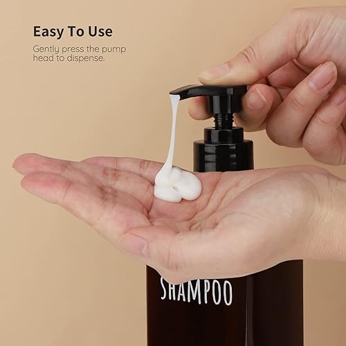 Miniatura 4 de Segbeauty Dispensador de loción de 16.9 onzas, 3 botellas de champú cuadradas recargables con bomba, botellas vacías de plástico para ducha de baño,