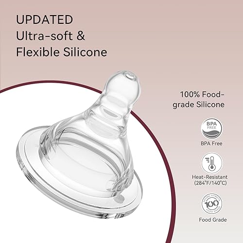 Miniatura 5 de Boquilla de repuesto de silicona, pezones de flujo medio para botellas de cuello ancho, más de 3 meses, 10 unidades