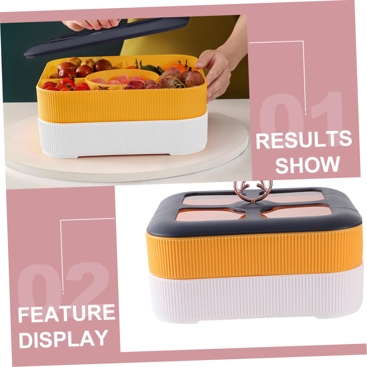 PRETYZOOM Porta Dulces con Tapa y Compartimentos Múltiples de Pp | Bandeja para Postres, Uso en Hogar y Navidad, Apta para Fruta Organización de Alimentos