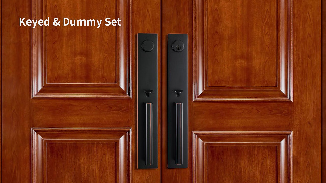 NEWBANG Double Door Handleset for Exterior Front Door in Aged