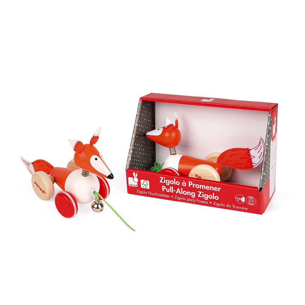 Amazon.com: Janod Zigolos Pull Along Fox Early Learning and Motor  