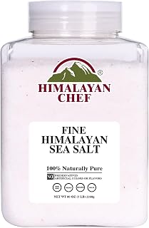 Himalayan Chef Sea Salt Fine Grain Himalayan Salt, 5 lbs Bulk Bag - 100% Natural, Unrefined, Kosher, Rich in 84 Organic Minerals for Cooking, Seasoning