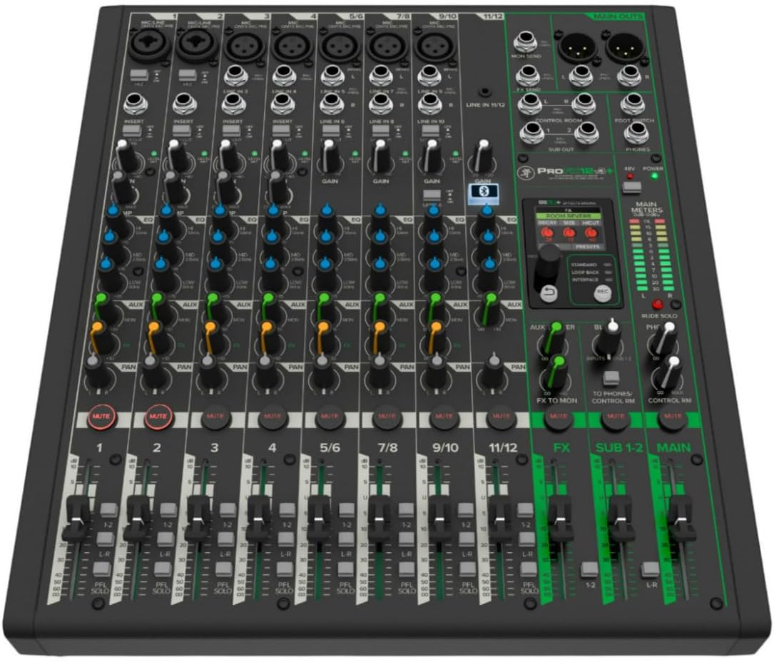 ProFX12v3+ 12-Channel Professional Analog Mixer with USB, Onyx Mic Preamps, GigFX Effects Engine, and Bluetooth