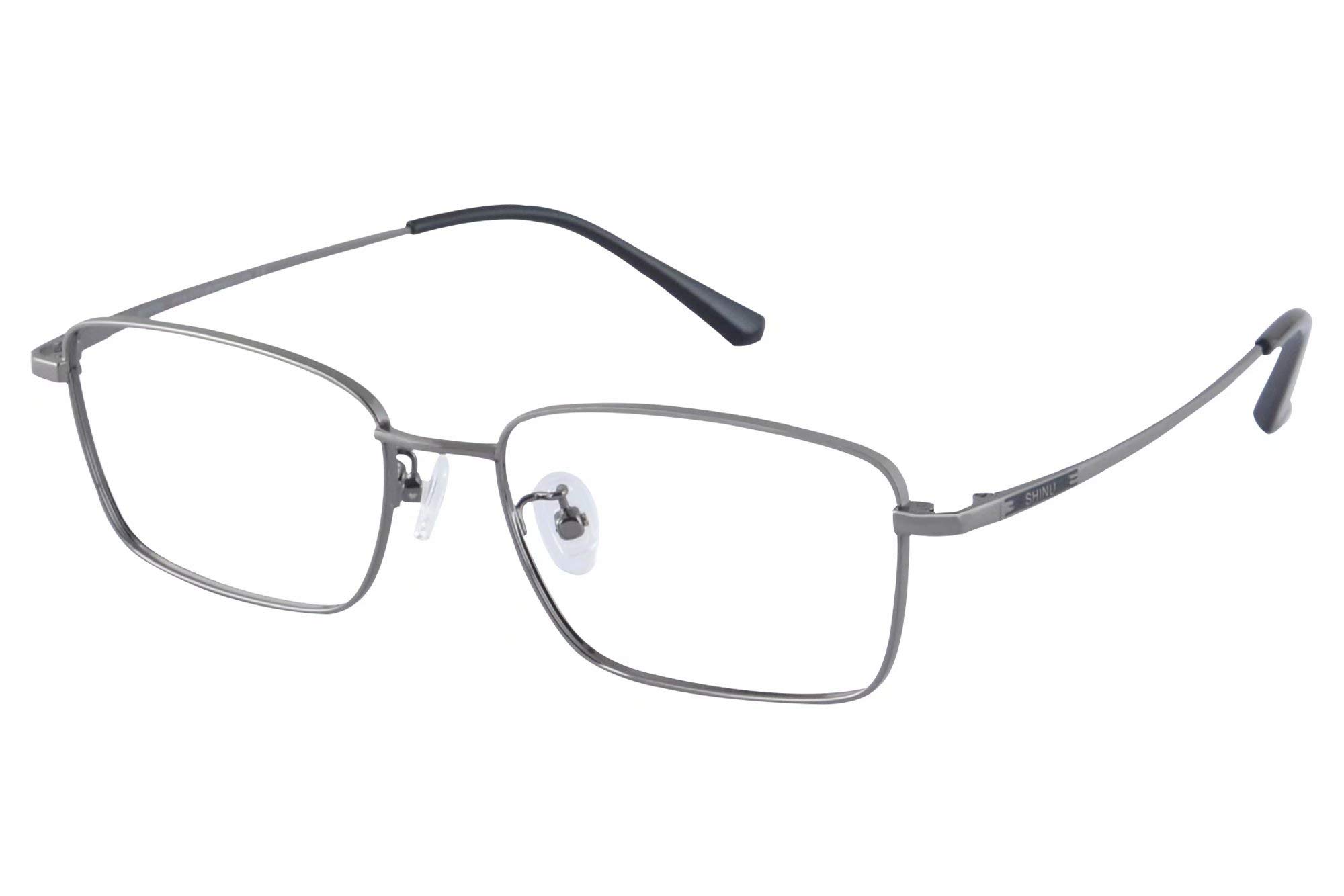SHINU Niebieskie okulary do czytania w ramce tytanowej-ATLH1030, C4 Gun,anty Blue Lens