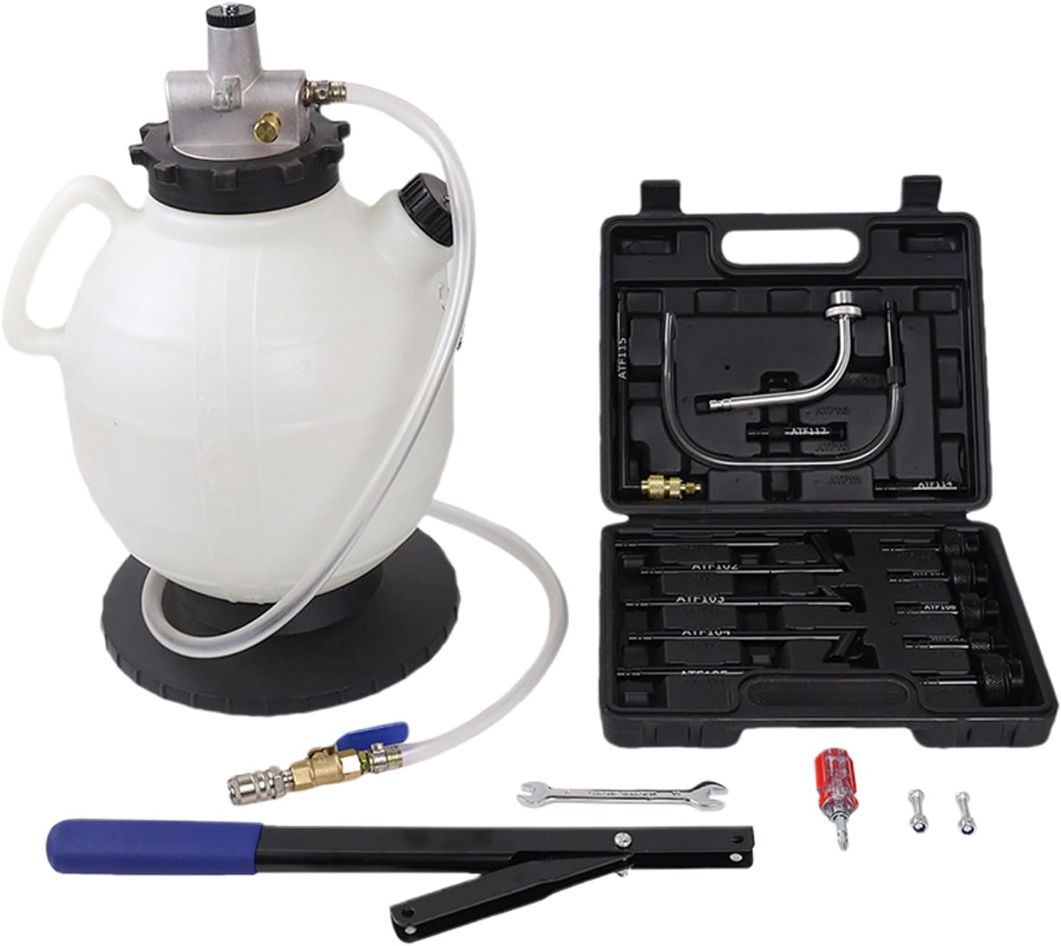 Transmission Fluid Extractor, Large Capacity Manual Tool, 7.5L Kit with 15 Connectors, Fill and Drain Extractor Pump, Multi Use Tool Compact Design, Automotive Garage Equipment for Brake Coolant Gear