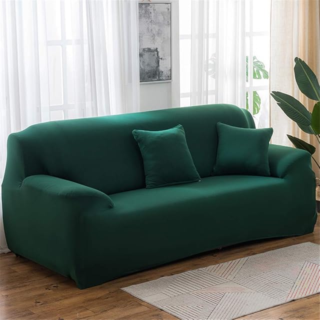 Surwin Sofa Cover 1 2 3 4 Seater, Printed Stretch Fabric Elastic Sofa Slipcovers Universal Arm Sofa Covers Protector Couch Slipcover Stylish Furniture Protector (Dark green,2 Seater (145-185cm))