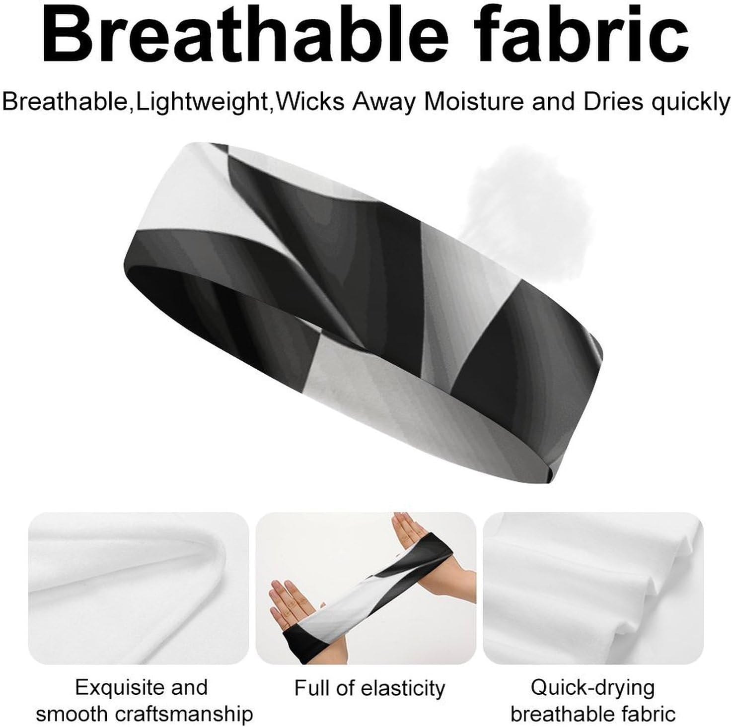 Black White Checkered Flags Sports Headbands for Men, Breathable Hair Bands for Women, Moisture Wicking Athletic Sweatband, Personalized Wristband for Running, Gym, Workout