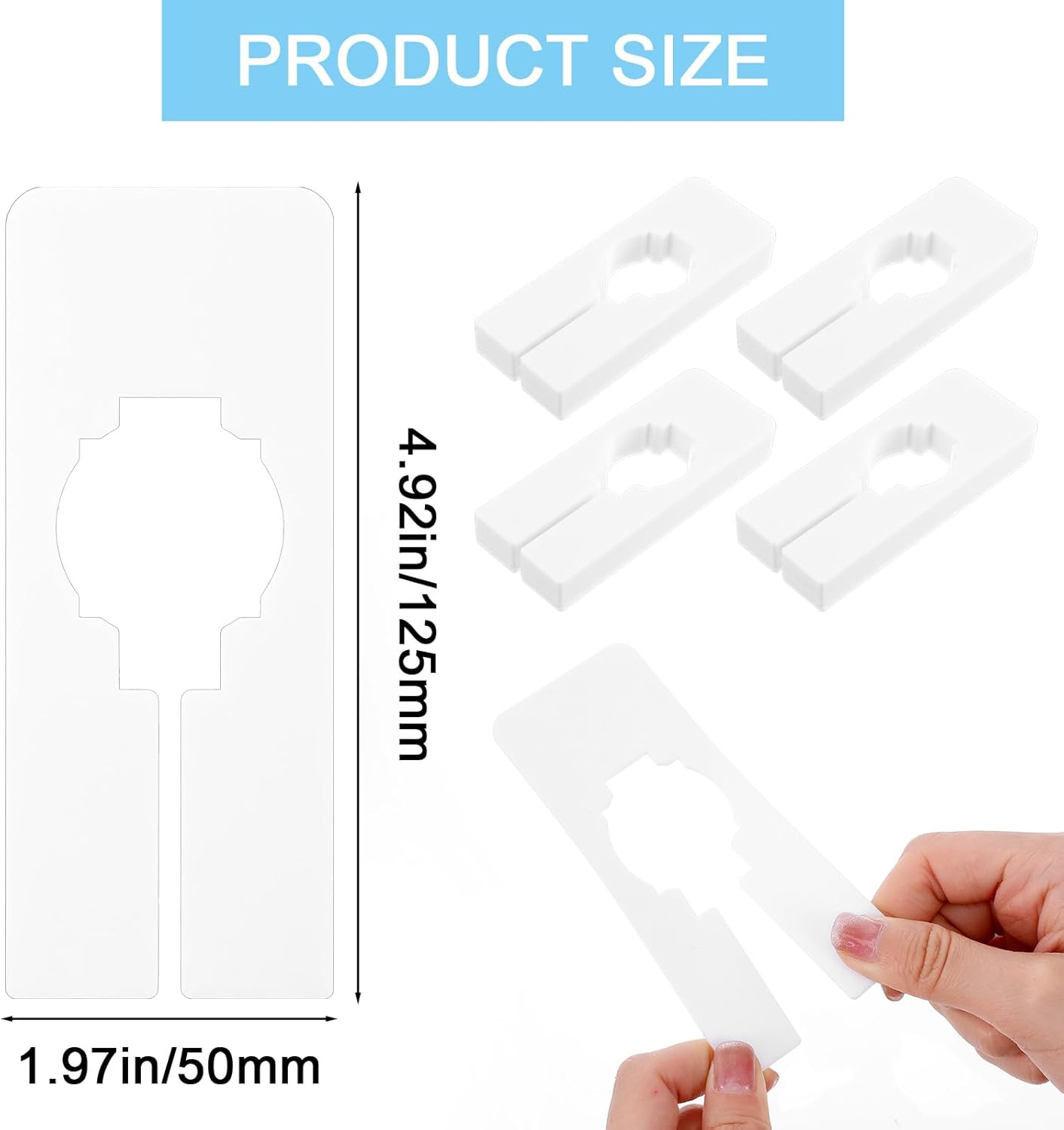 100 Pcs Plastic Closet Dividers for Hanging Clothes, Rectangular White Plastic Closet Dividers with 2 Pcs Bonus Marker, Writable and Reusable for Sorting Clothing Size, Color, Size (1.97 x 4.92 in)