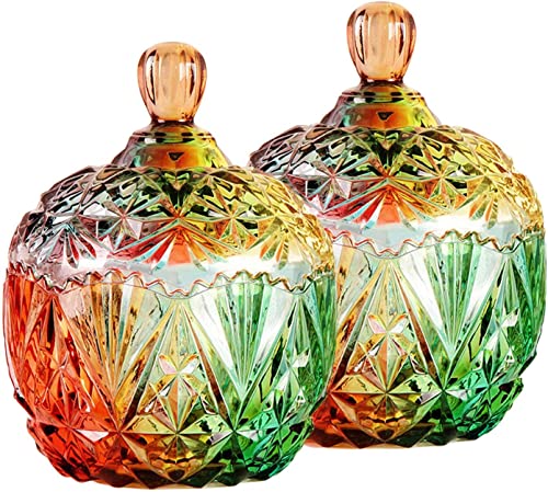 MYUYEE Azucarero tarros de Cristal para Dulces con Tapa azucarero con Tapa Recipiente para Dulces para Fiestas Bodas Aperitivos de Frutas Vidrio A Individual,