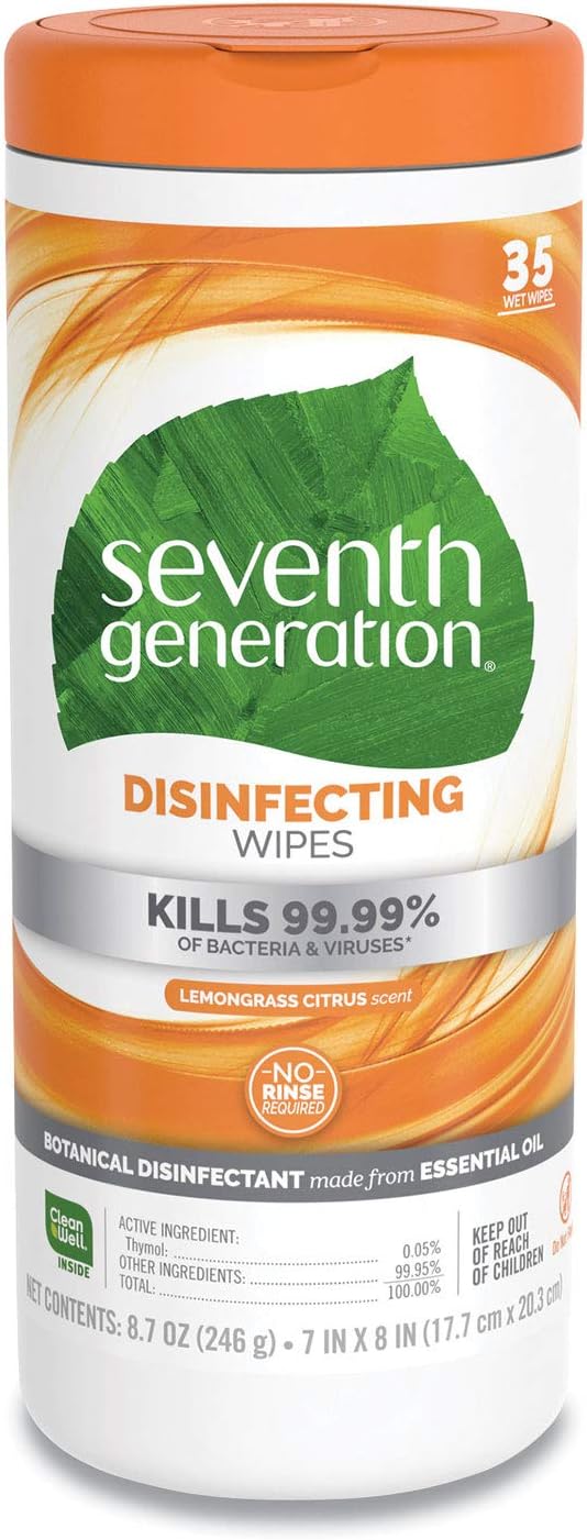 Seventh Generation Multi Surface Disinfecting Wipe, 35 count canister - 12 per case.