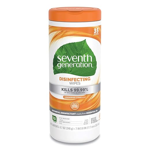 Seventh Generation Multi Surface Disinfecting Wipe, 35 Count Canister - 12 per case.