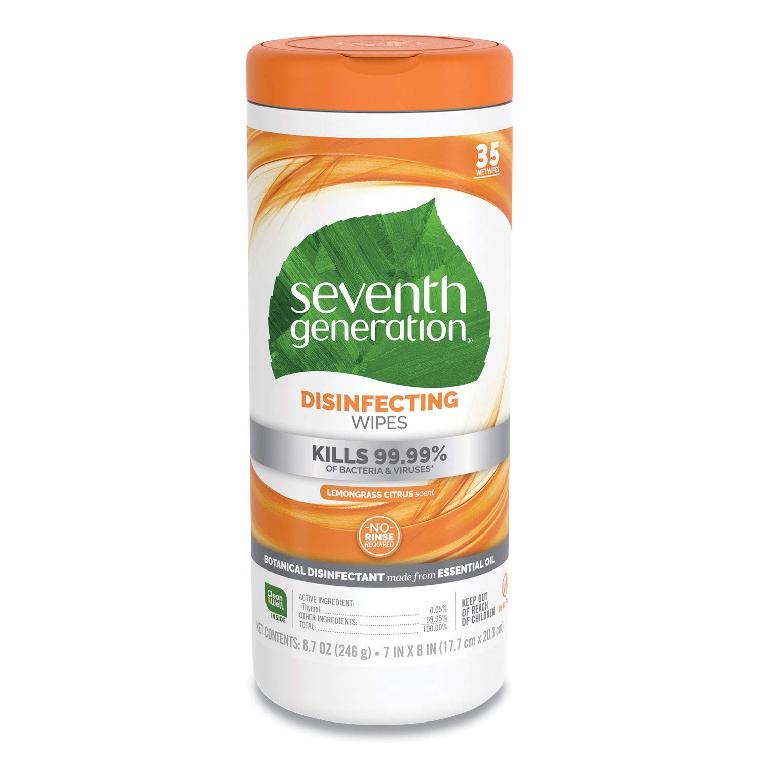 Seventh Generation Multi Surface Disinfecting Wipe, 35 Count Canister - 12 per case.