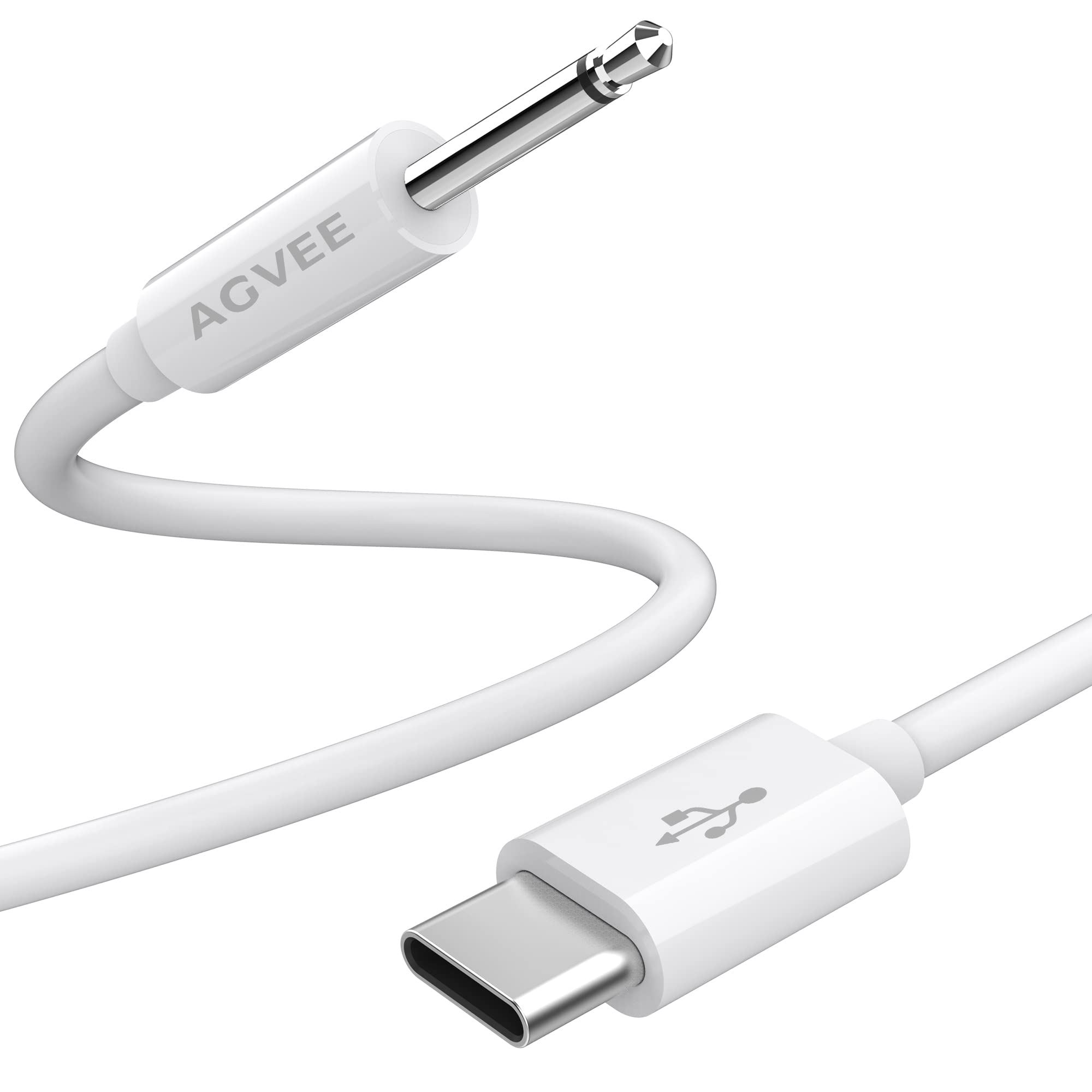 AGVEE [2 Pack 6ft Replacement USB-C to 2.5mm DC Charging Cable Type-C to 2.5 DC Fast Charger Cord for Most of Back & Shoulder Massager, White