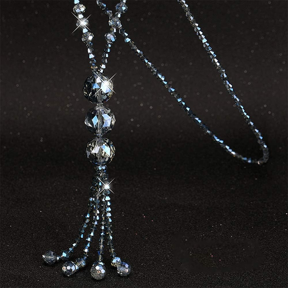ABJFJE Hand Knotted Beads Endless Long Statement Necklace Glass Beads Ball Long Beaded Tassel Necklace Fashion Jewelry for Women Gift - Image 3