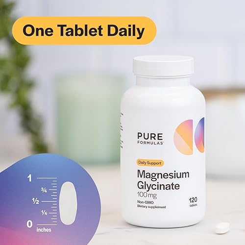 Miniatura 4 de PureFormulas Glicinato de magnesio 100 mg de apoyo diario para el estrés, nervios, sueño, músculos, metabolismo, suplemento de glicinato de magnesio