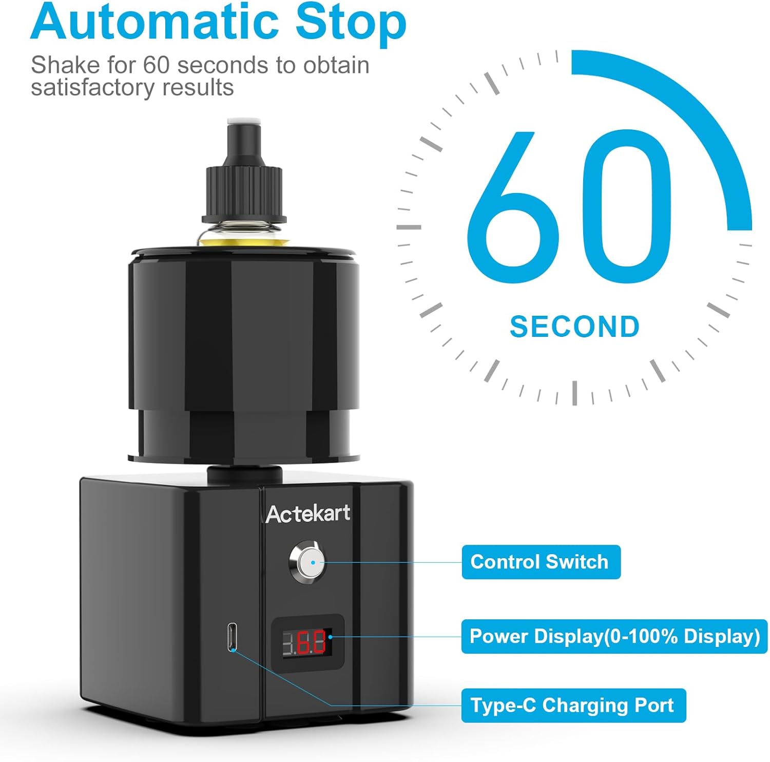 Paint Shaker Machine: 1-Min Auto-Stop | Auto Mixer for Model Paints, Nail Polish, Lab, Eyelash Glue | Fits 5-100ml Bottles