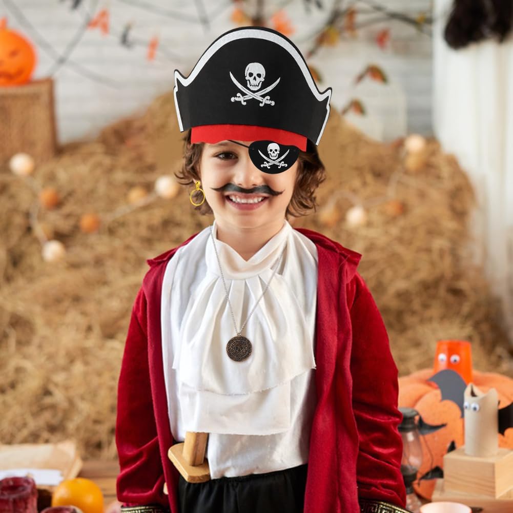 SYCOOVEN 7 PCS Pirate Accessories Set, Pirate Headband Hat Sword Eye Patch Necklace Compass Earring, Halloween Party Cosplay - Image 3