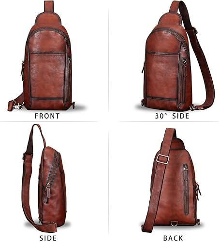 Miniatura 5 de IVTG Bolso bandolera de cuero genuino para hombres y mujeres hecho a mano mochila bandolera bolso bandolera bolsa de pecho