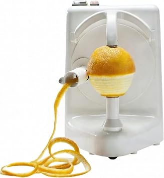 Automatic Orange Peeler Profesional Peels 3 Fruits/Vegetables Per Minute Electric Apple/Orange/Potato Peeler Rust-Resistant, Easy Cleanup, Plastic & Stainless Steel, White White Professional