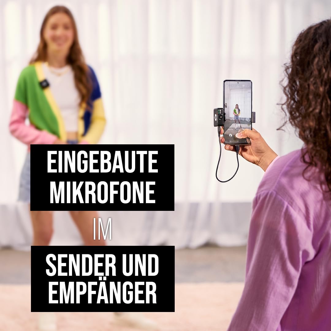 RØDE Wireless ME TX Ultra-kompakter Drahtlos-Mikrofonsystem, GainAssist-Technologie und 100 m Reichweite für Videoaufnahmen, Interviews und Content Creation (schwarz)