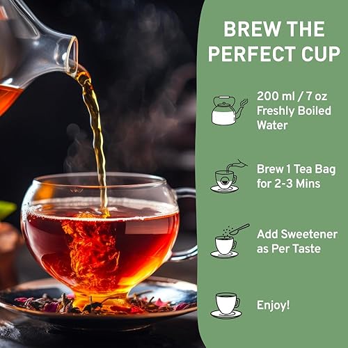 Miniatura 7 de HANDPICK Masala Chai - Bolsas de té (100 unidades) fuertes, robustas y aromáticas, mezcladas con especias exóticas, canela, pimienta negra, clavo y