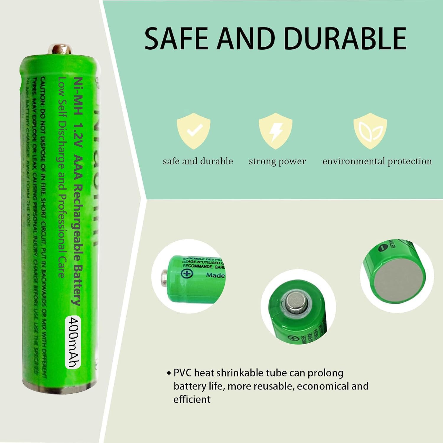8 Pack Ni-MH AAA Rechargeable Batteries 400mah AAA Ni-MH Rechargeable Batteries 1.2V for Panasonic Cordless Phones, Remote Controls, Electronics
