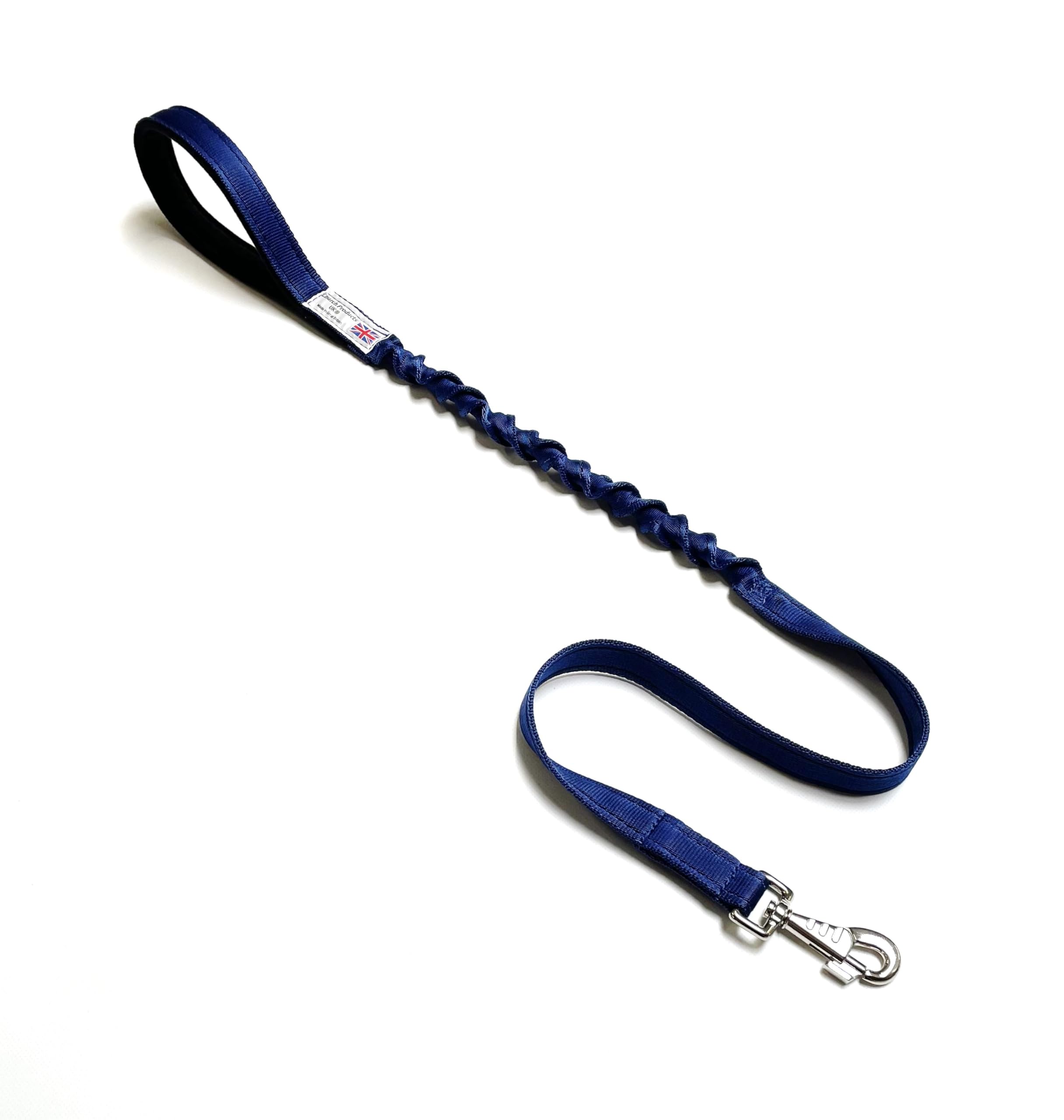 Dog Lead With Shock Absorbing Bungee Cord Training Walking Leash Soft Padded Handle (Navy, 45" (1.1 Metres))