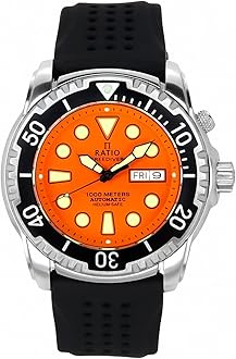 RATIO FreeDiver Helium-Safe Dive Watch Sapphire Crystal Automatic Diver Watch 1000M Water Resistant Diving Watch for Men