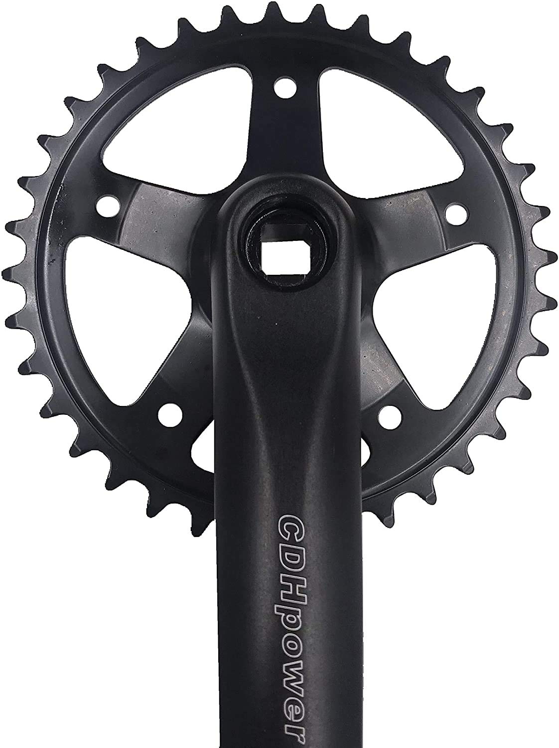Guarnitura a manovella singola velocità per mountain bike e bici da strada, con marcia fissa, bici pieghevole (cono quadrato, nero, pignone)