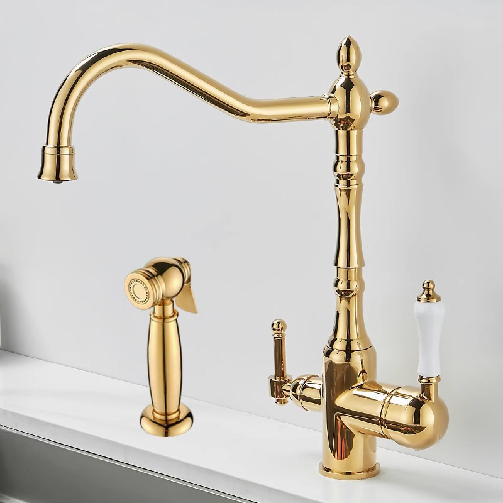 Fanjubei Titanium Alloy + Spray Gun Kitchen Hot And Cold All-Copper Water Purification Faucets