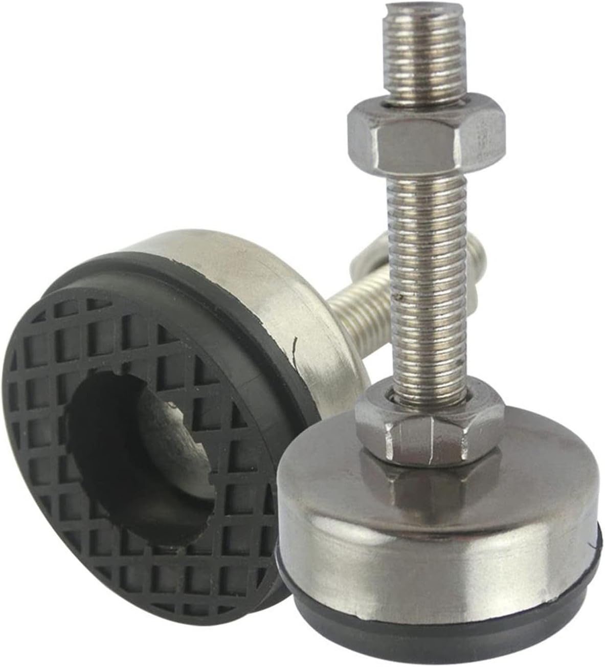 BREAKA 2pcs Adjustable Furniture Foot Cups, 65mm Diameter Stainless Non-Skid Base 100mm Length Garages, Workshops, Articulated Leveling Foot (Size : 65XM12X60MM)