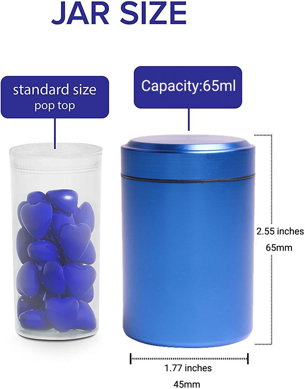Airtight Stash Jar Smell Proof Durable Multi-Use Portable Metal Herb Jar Container. Waterproof Aluminum Screw-top Lid Lock Odor (blue)