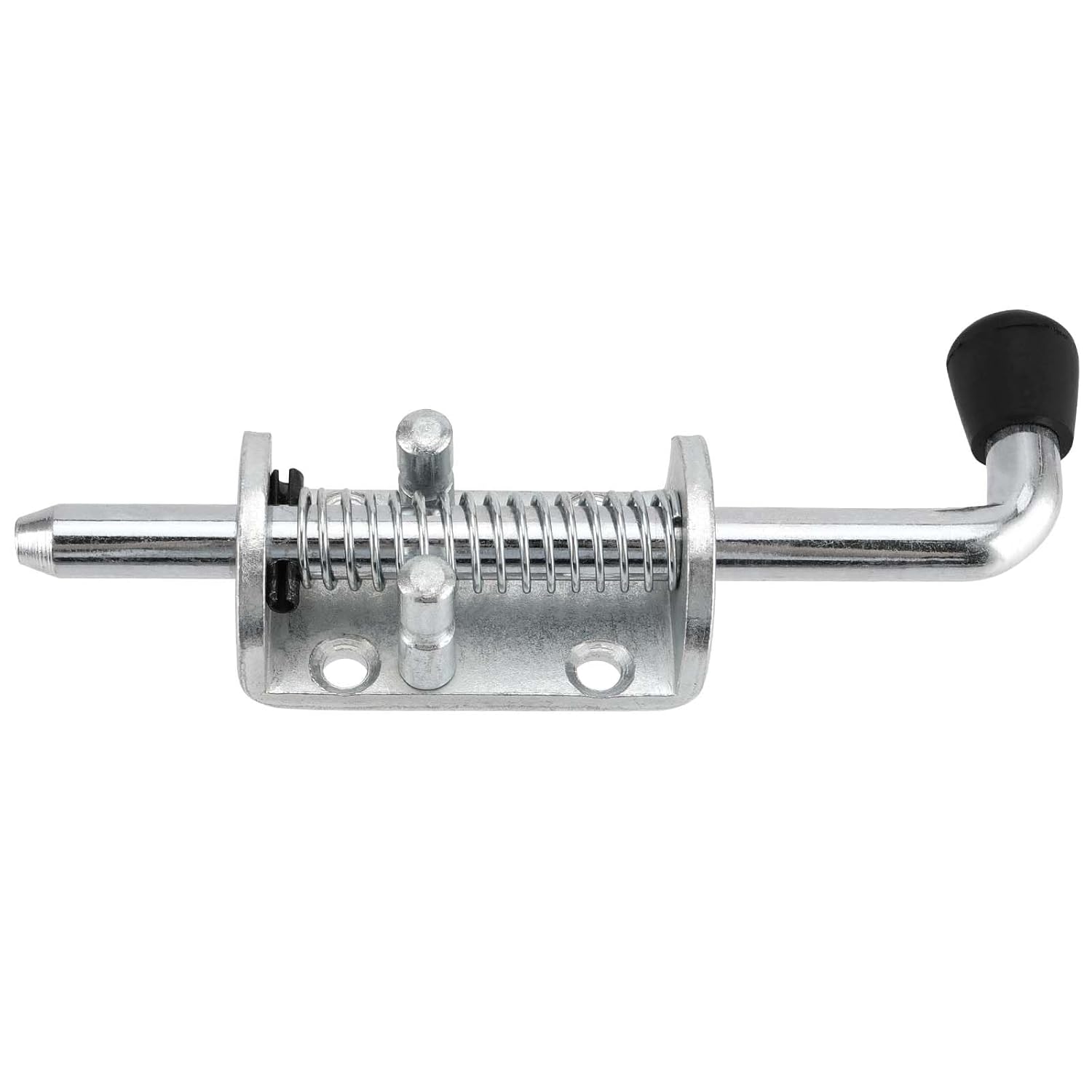 SEUNMUK 4 Pack 6.5 Inch Sliver Spring Loaded Latch Pin, Sliding Barrel Bolt Door Lock with 12mm Thick Bar, 5mm Thickened Heavy Duty Interior and Outdoor Latch for Cabinets, Chests