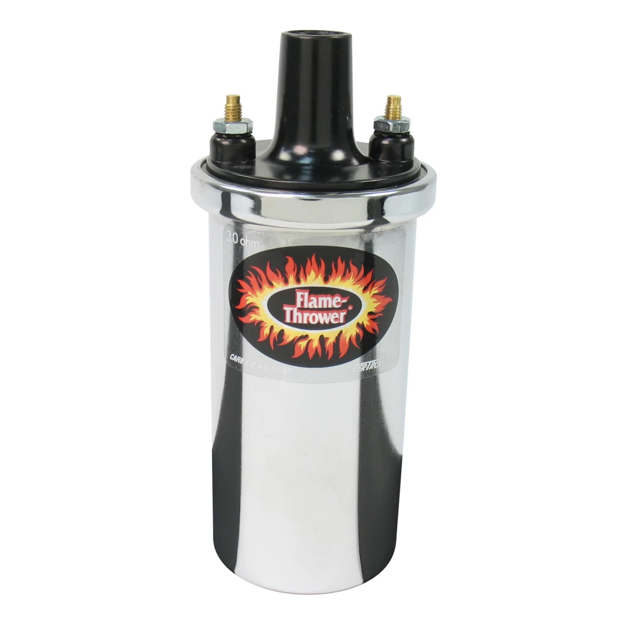 Pertronix 40601 Flame-Thrower Ignition Coil, 40,000 Volt 3 Ohm, 12 Volt, Chrome Epoxy